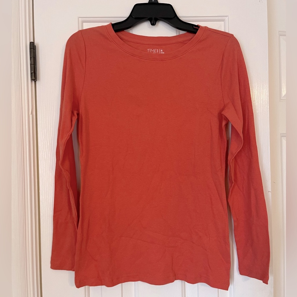 Time and Tru Orange Long Sleeve Fall Top Women’s S